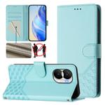 For Honor X40i 5G Honeycomb Embossing RFID Leather Phone Case(Mint Green)