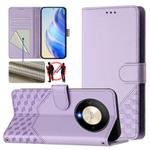 For Honor X9b 5G / Magic6 Lite 5G Honeycomb Embossing RFID Leather Phone Case(Light Purple)