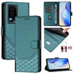 For Honor GT Honeycomb Embossing RFID Leather Phone Case(Peacock Green)