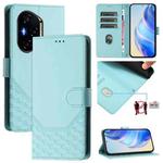 For Honor 300 Pro 5G / 300 Ultra 5G Honeycomb Embossing RFID Leather Phone Case(Mint Green)