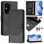 For Honor 300 Pro 5G / 300 Ultra 5G Honeycomb Embossing RFID Leather Phone Case(Black)