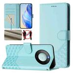 For Honor X9c Smart 5G Honeycomb Embossing RFID Leather Phone Case(Mint Green)