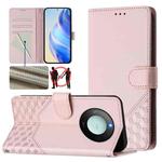 For Honor X9c Smart 5G Honeycomb Embossing RFID Leather Phone Case(Pink)