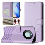 For Honor X9c Smart 5G Honeycomb Embossing RFID Leather Phone Case(Light Purple)
