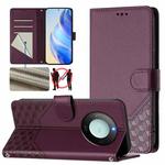 For Honor X9c Smart 5G Honeycomb Embossing RFID Leather Phone Case(Violet)