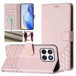 For Honor X8c 4G Honeycomb Embossing RFID Leather Phone Case(Pink)