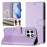For Honor X8c 4G Honeycomb Embossing RFID Leather Phone Case(Light Purple)