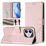 For Honor 400 Lite Honeycomb Embossing RFID Leather Phone Case(Pink)