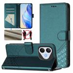 For Honor 400 Lite Honeycomb Embossing RFID Leather Phone Case(Peacock Green)