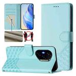 For Honor 400 Honeycomb Embossing RFID Leather Phone Case(Mint Green)