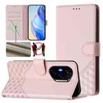 For Honor 400 Honeycomb Embossing RFID Leather Phone Case(Pink)