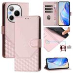 For Honor Power 5G Honeycomb Embossing RFID Leather Phone Case(Pink)