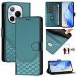 For Honor Power 5G Honeycomb Embossing RFID Leather Phone Case(Peacock Green)