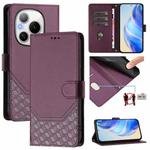 For Honor Power 5G Honeycomb Embossing RFID Leather Phone Case(Violet)
