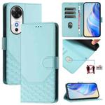 For Honor Play 60 5G Honeycomb Embossing RFID Leather Phone Case(Mint Green)