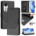 For Honor Play 60 5G Honeycomb Embossing RFID Leather Phone Case(Black)