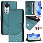 For Honor Play 60 5G Honeycomb Embossing RFID Leather Phone Case(Peacock Green)