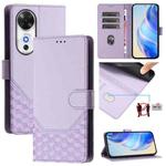 For Honor Play 60 5G Honeycomb Embossing RFID Leather Phone Case(Light Purple)