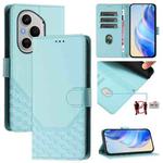 For Honor 400 Pro Global 160.8mm Honeycomb Embossing RFID Leather Phone Case(Mint Green)