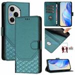 For Honor 400 Pro Global 160.8mm Honeycomb Embossing RFID Leather Phone Case(Peacock Green)