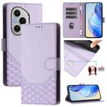 For Honor 400 Pro Global 160.8mm Honeycomb Embossing RFID Leather Phone Case(Light Purple)