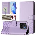 For Honor X6c 4G Honeycomb Embossing RFID Leather Phone Case(Light Purple)