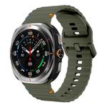 For Samsung Galaxy Watch Ultra 47mm Wavy Grain Stitched Silicone Watch Band(Army Green)