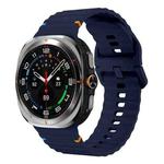 For Samsung Galaxy Watch Ultra 47mm Wavy Grain Stitched Silicone Watch Band(Midnight Blue)