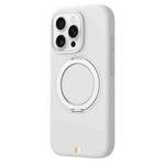 For iPhone 16 Pro Max TGVIS GEEK Series MagSafe Silicone Phone Case with Rotating Holder(White)