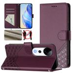 For vivo S19 Pro Honeycomb Embossing RFID Leather Phone Case(Violet)