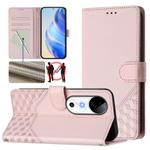 For vivo S19 Honeycomb Embossing RFID Leather Phone Case(Pink)