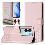 For vivo V29e 5G / Y200 5G Global Honeycomb Embossing RFID Leather Phone Case(Pink)