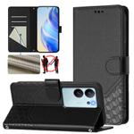 For vivo V29e 5G / Y200 5G Global Honeycomb Embossing RFID Leather Phone Case(Black)