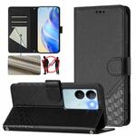 For vivo V29 5G / V29 Pro Global Honeycomb Embossing RFID Leather Phone Case(Black)