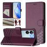 For vivo V29 5G / V29 Pro Global Honeycomb Embossing RFID Leather Phone Case(Violet)