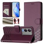 For vivo Y17s Global Honeycomb Embossing RFID Leather Phone Case(Violet)