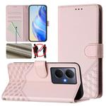 For vivo Y78+ 5G / Y78 5G Global Honeycomb Embossing RFID Leather Phone Case(Pink)