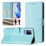 For vivo V20 / Y73 2021 Honeycomb Embossing RFID Leather Phone Case(Mint Green)