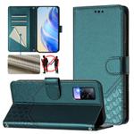 For vivo V20 / Y73 2021 Honeycomb Embossing RFID Leather Phone Case(Peacock Green)