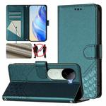 For vivo iQOO Z9s 5G / V40e 5G India Honeycomb Embossing RFID Leather Phone Case(Peacock Green)