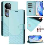 For vivo S20 Pro 5G Honeycomb Embossing RFID Leather Phone Case(Mint Green)