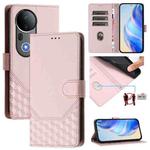 For vivo S20 Pro 5G Honeycomb Embossing RFID Leather Phone Case(Pink)