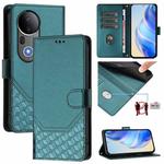 For vivo S20 Pro 5G Honeycomb Embossing RFID Leather Phone Case(Peacock Green)