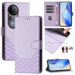 For vivo S20 Pro 5G Honeycomb Embossing RFID Leather Phone Case(Light Purple)