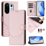For vivo S30 Pro mini Honeycomb Embossing RFID Leather Phone Case(Pink)