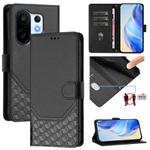 For vivo S30 Pro mini Honeycomb Embossing RFID Leather Phone Case(Black)