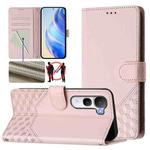 For vivo Y400 5G Global Honeycomb Embossing RFID Leather Phone Case(Pink)