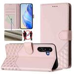 For Samsung Galaxy F16 5G / M16 5G Global Honeycomb Embossing RFID Leather Phone Case(Pink)