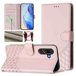 For Samsung Galaxy M56 5G Honeycomb Embossing RFID Leather Phone Case(Pink)