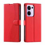 For OPPO Reno13 F 5G Global/ 4G India Voltage Ultra-thin Dot Leather Phone Case(Red)